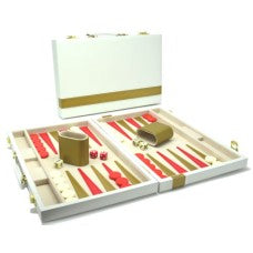 Eleganter Backgammon-Koffer – Weiß mit Goldakzent