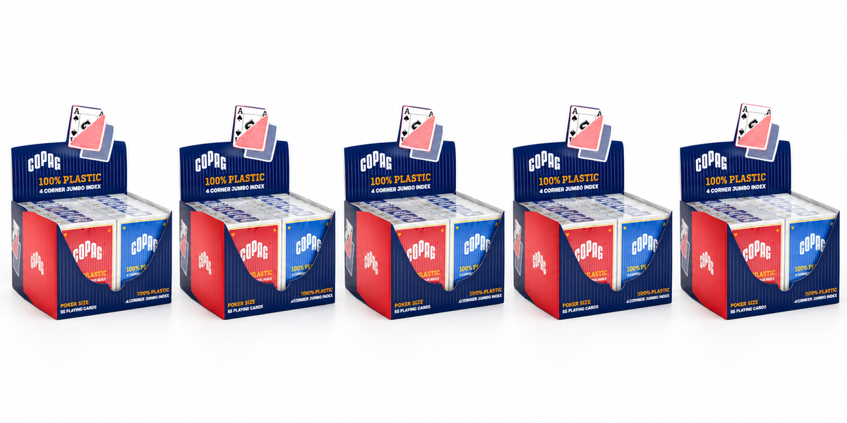 COPAG-Pokerkarten aus Kunststoff, große Eckzeichen, 4 Eckzeichen, 5x Displays