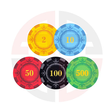Shield Poker Chips in verschiedenen Farben und Wertigkeiten