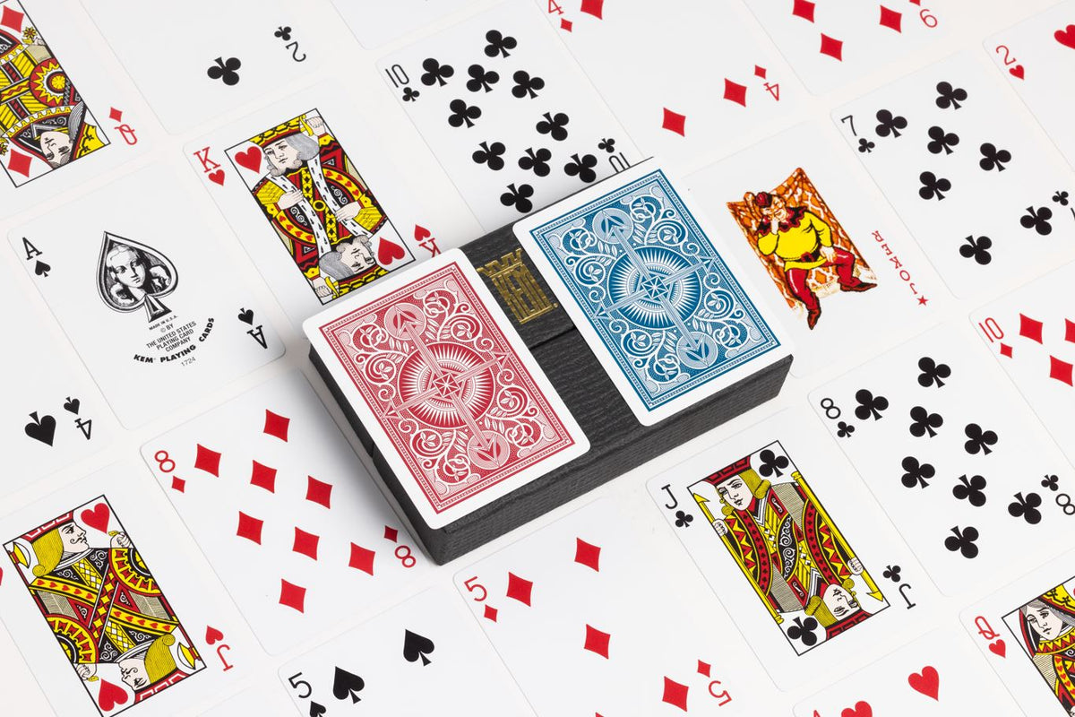 KEM Spielkarten Rot & Blau | Premium Pokerkarten aus Celluloseacetat