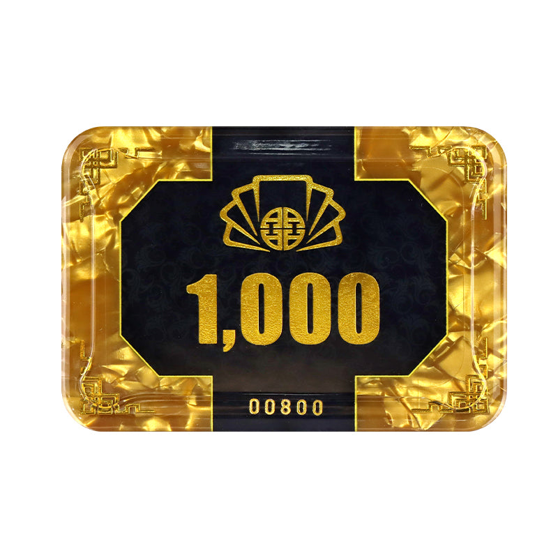 4 Aces Poker-Plaque mit Wert 1000 in Gold und Schwarz