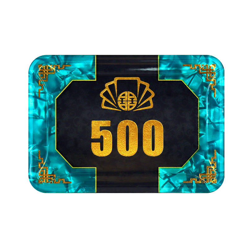 4 Aces Poker-Plaque mit Wert 500 in Türkis und Schwarz