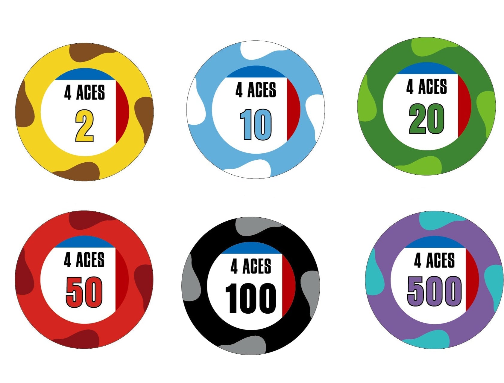 4 Aces Keramik-Pokerchips – limitiert auf 2 Sets, komplettes Cash-Game-Set 
