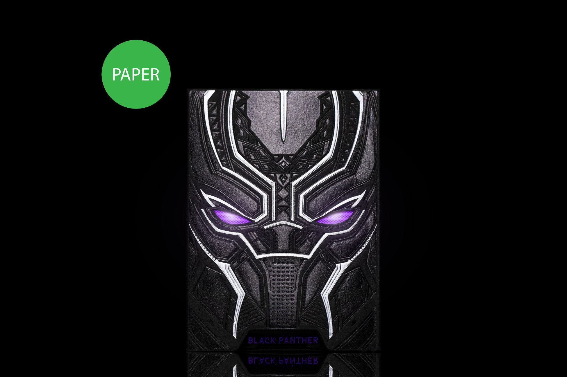 Black Panther Playing Cards Paper Edition mit violetter LED-Beleuchtung