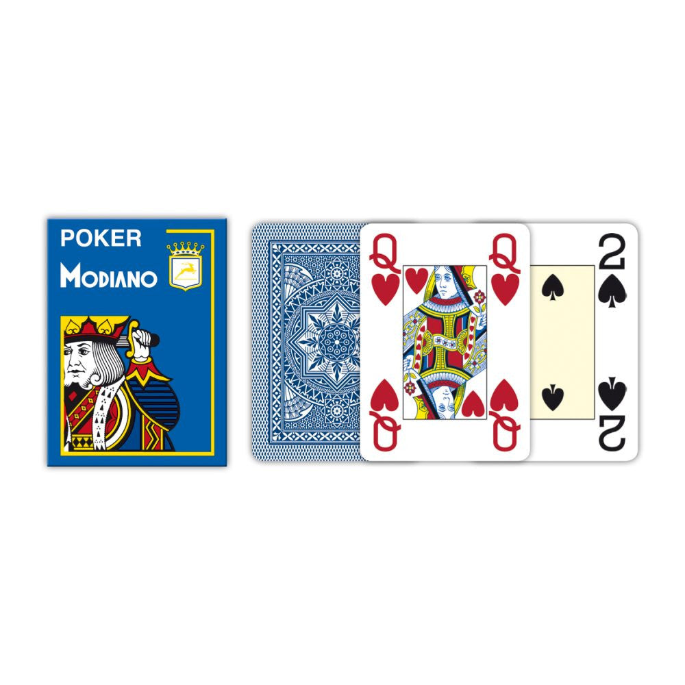 Blaues Modiano Jumbo Pokerkarten Einzeldeck aus 100 Prozent Plastik