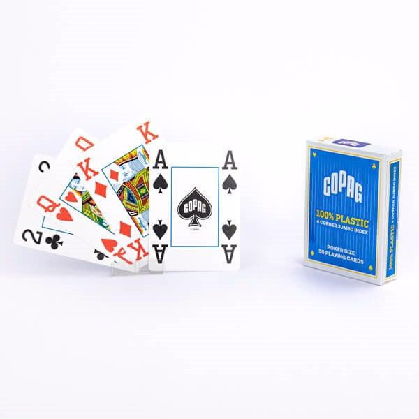 COPAG-Pokerkarten aus Kunststoff, Jumbo Index, 4 Eckzeichen, Blau