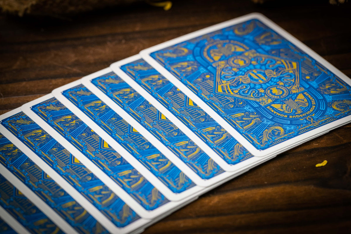 Gold-Blau-Folienveredelung der Caesar Playing Cards