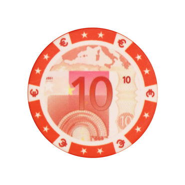 Keramik-Pokerchips in Euro-Optik im Einsatz bei einem Pokerabend