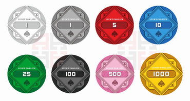 Lucky for Life Pokerchips mit individuellem Design für Cash Games