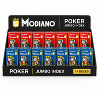Modiano Jumbo Pokerkarten Display mit 14 Kunststoff-Decks in Rot und Blau, 4 Eckzeichen