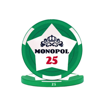 Monopol Pokerchips aus Keramik mit extravagantem Design