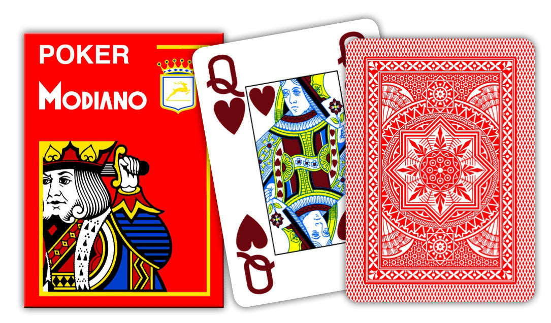 Rotes Modiano Jumbo Pokerkarten Einzeldeck aus 100 Prozent Plastik