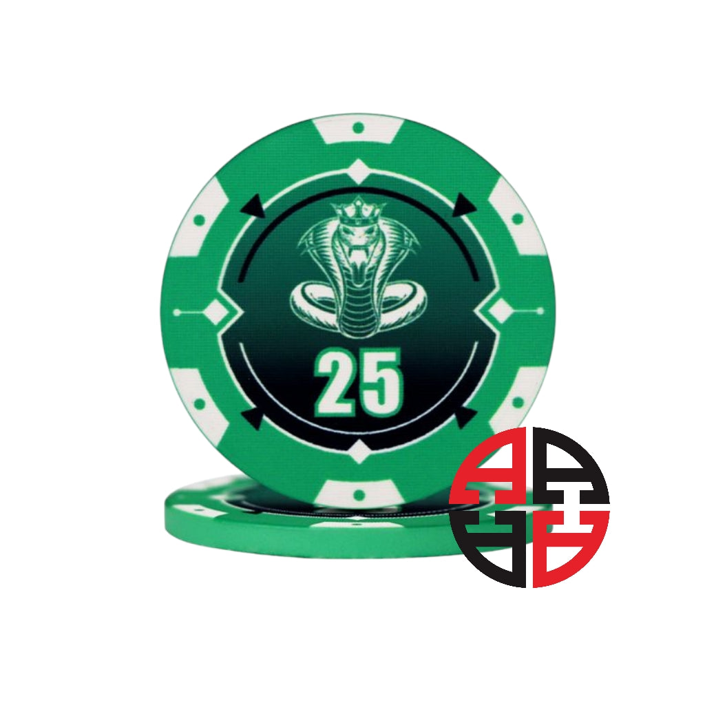 Cobra Keramik-Pokerchips mit den Wertigkeiten 25 Euro