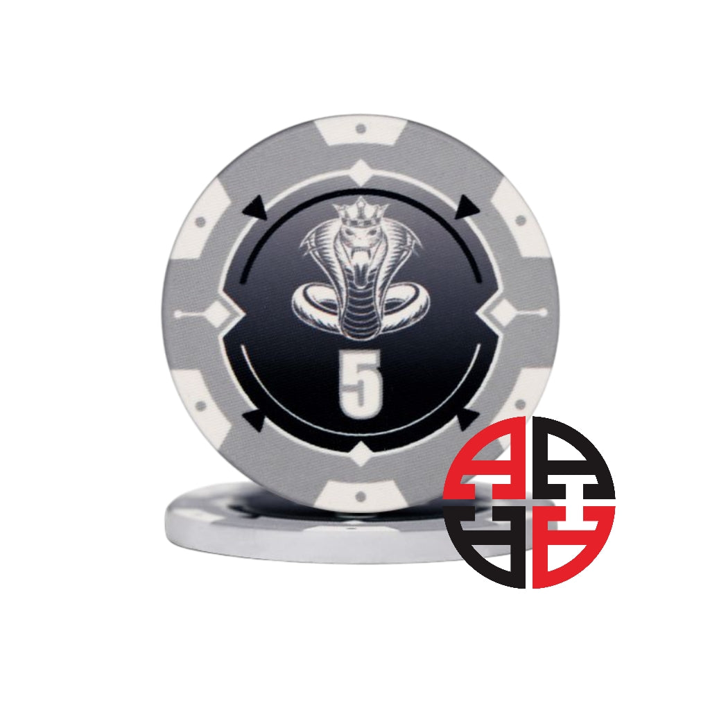 Cobra Keramik-Pokerchips mit den Wertigkeiten 5 Euro