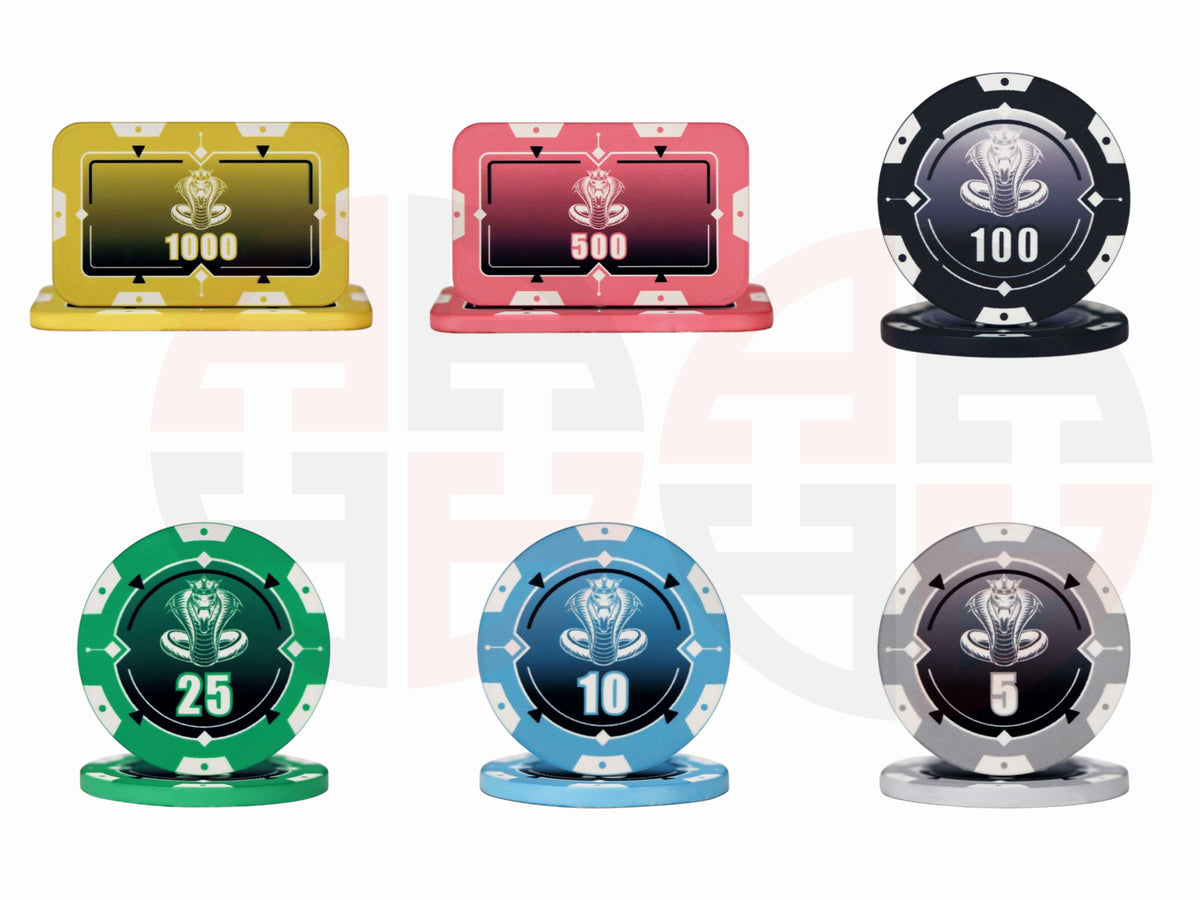 Cobra Keramik-Pokerchip-Set mit 500 Chips und 30 Plaques