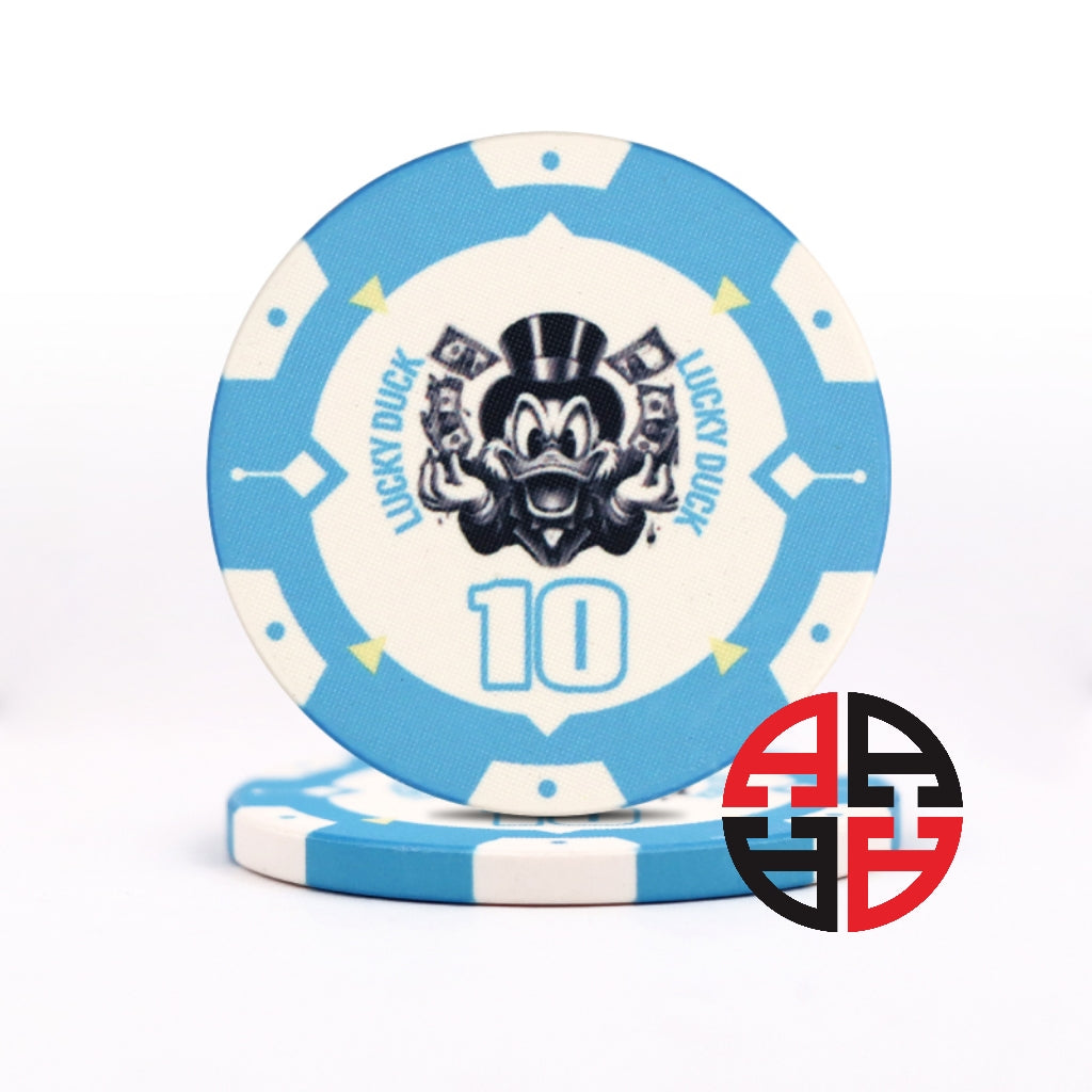 Lucky Duck Pokerchips mit acht Wertstufen im 1000er-Set