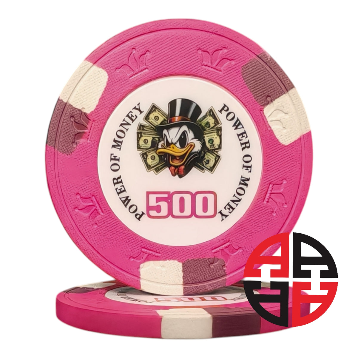 Chipaufteilung des Power of Money Pokerchip-Sets mit sechs Wertstufen