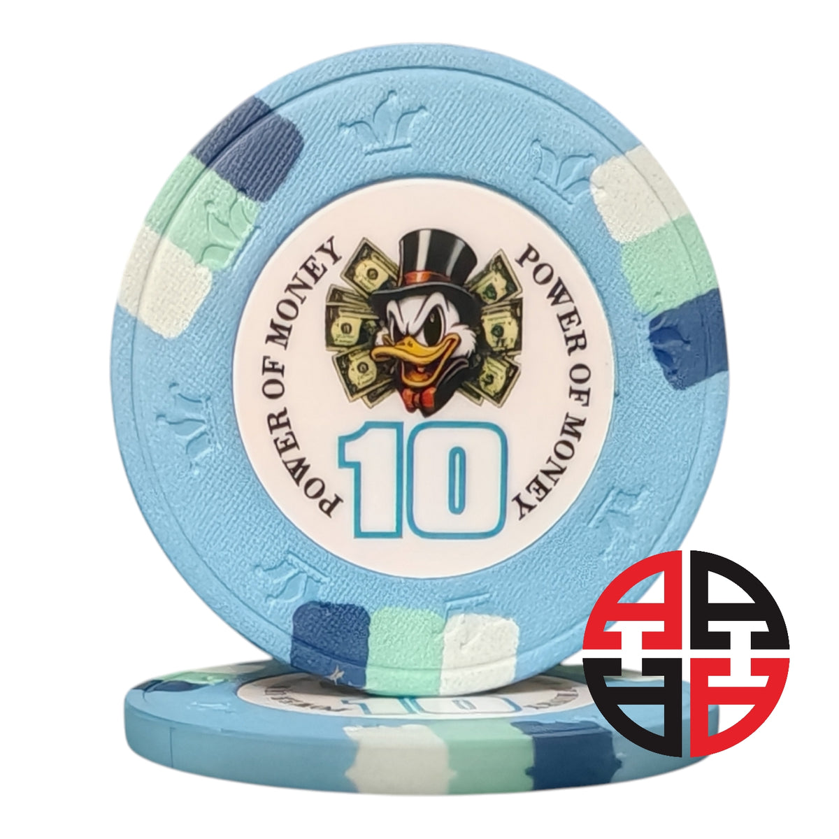 Graue Power of Money Pokerchips mit X als Joker