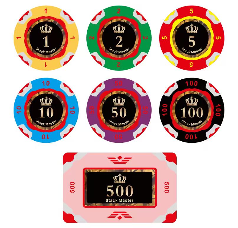 Limitiertes Stack Master Pokerchip-Set mit 500 Chips und 10 Plaques