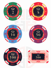 Detailansicht des Stack-Master-Kronen-Designs auf einem Pokerchip