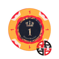 Stack Master Pokerchips mit verschiedenen Wertigkeiten und 500er-Plaques