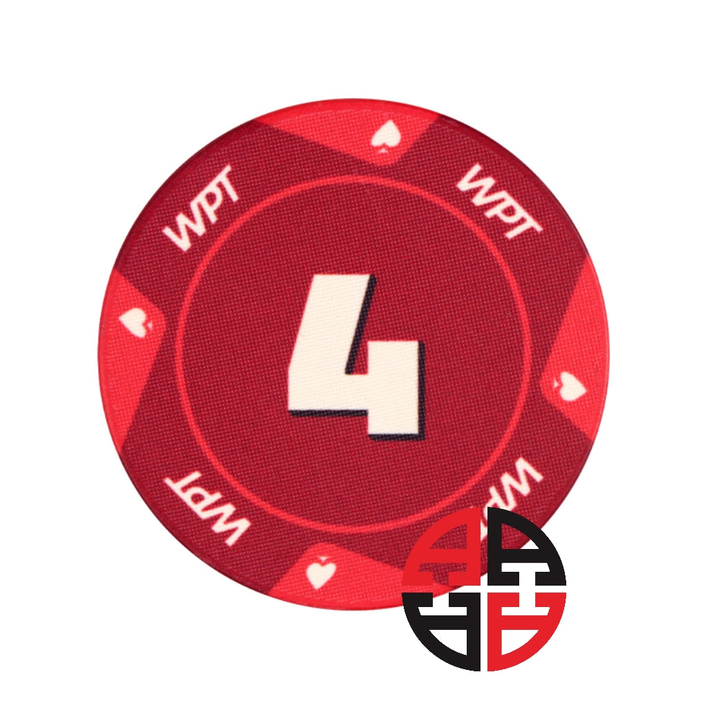 Detailansicht eines WPT Pokerchips mit hochwertigem Design