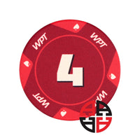 Detailansicht eines WPT Pokerchips mit hochwertigem Design